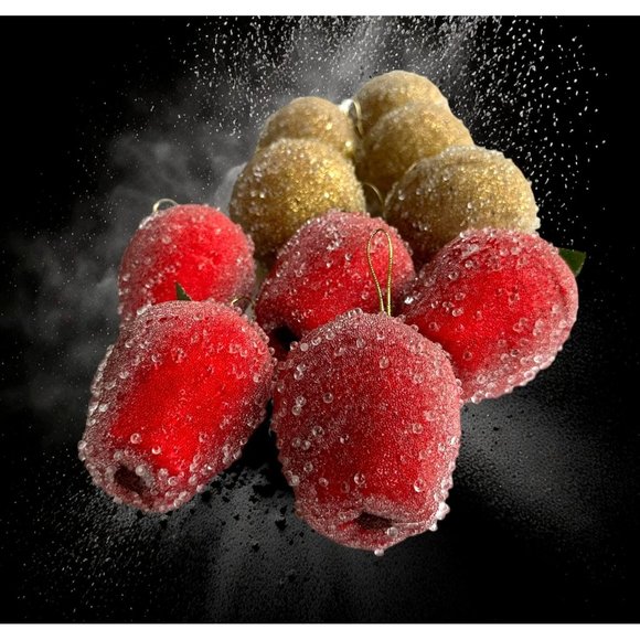 VTG Artificial Faux Beaded Sugar Frosted Fruit Apples Christmas Ornament… - Picture 4 of 12